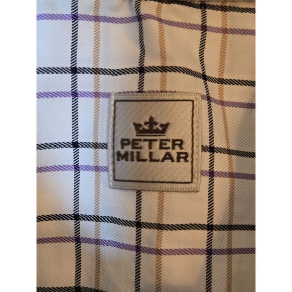 Peter Millar Performance Shirt Mens XL White‎ Plaid Check Stretch Button Down - Picture 3 of 7